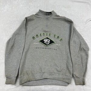 Arctic Cat Quarter Zip Sweatshirt Mens XL Gray Embroidered Snowmobiles Logo